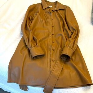 Tan leather coat/dress from Aritzia